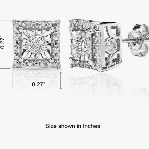 Natalia Drake Diamond Stud Earrings in 925 Sterling Silver - Picture 3 of 5